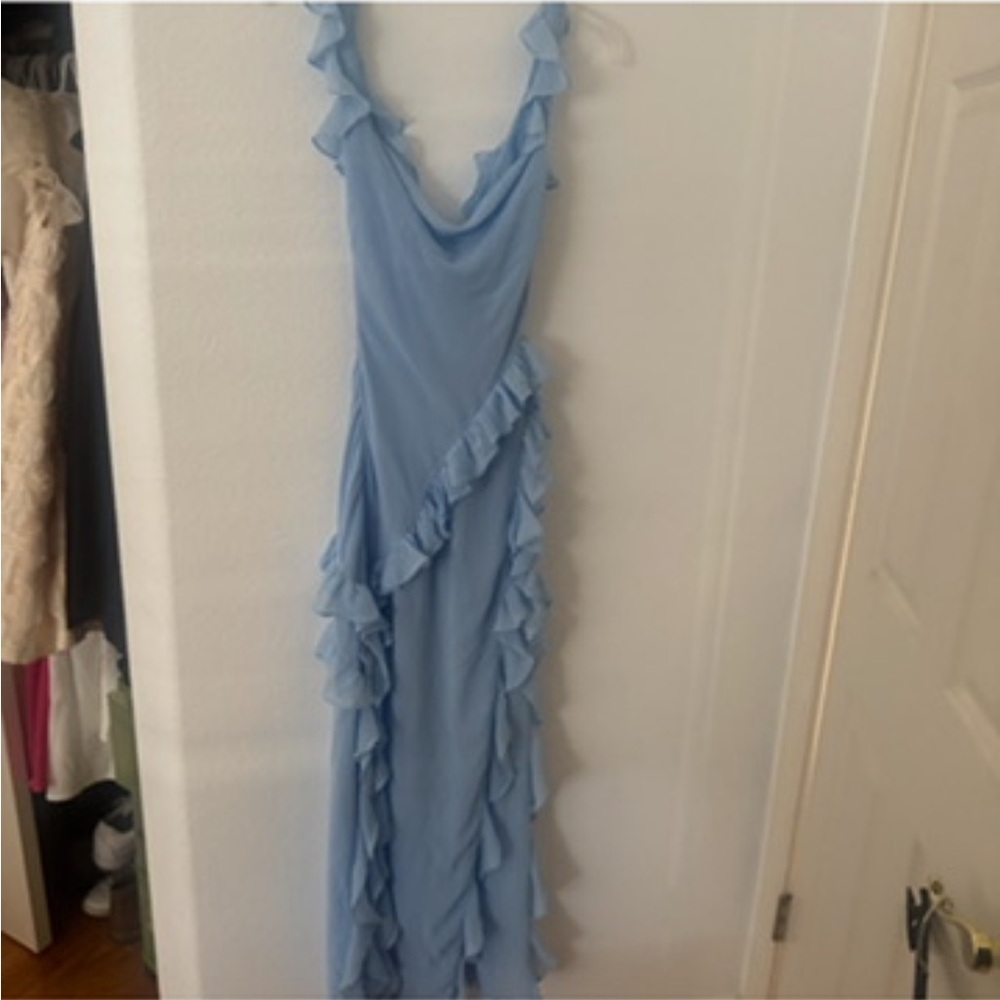 House of CB Ariela Blue Ruffle Dress - Picture 3 of 9